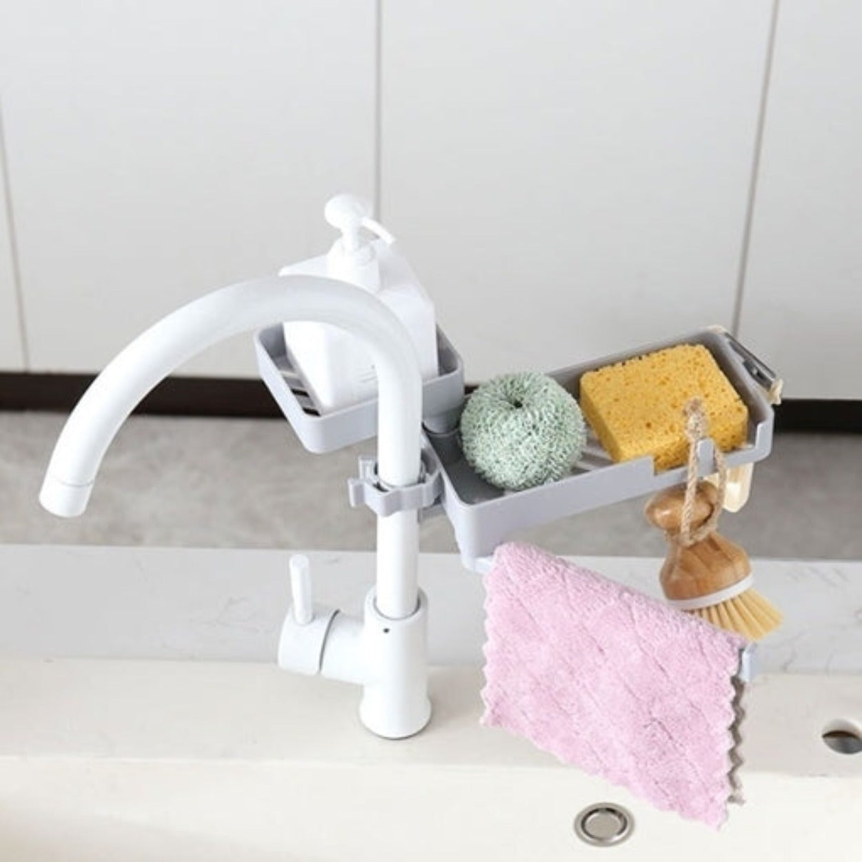 Suporte de Organização Para Pia Easy Dishes Cinza