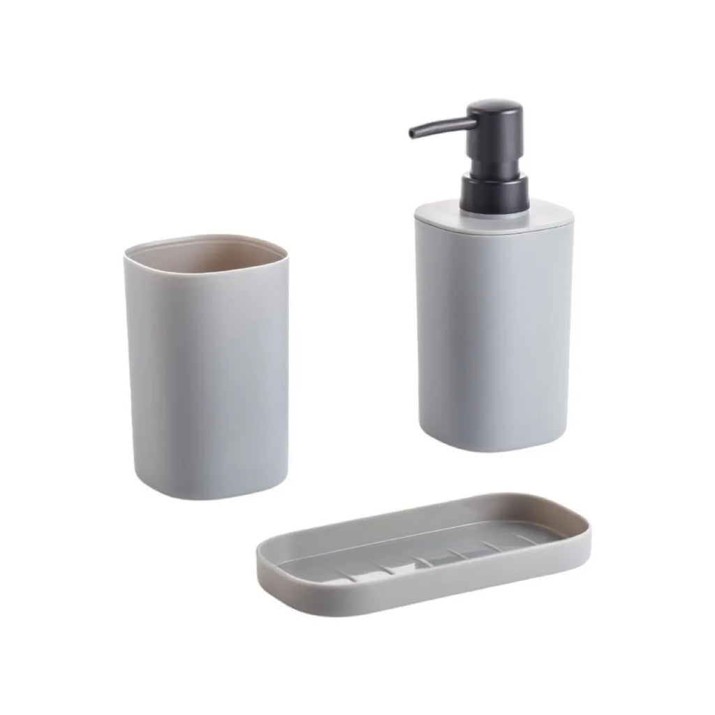 Conjunto para Banheiro Moderno 3 Peças Quadrado Cinza