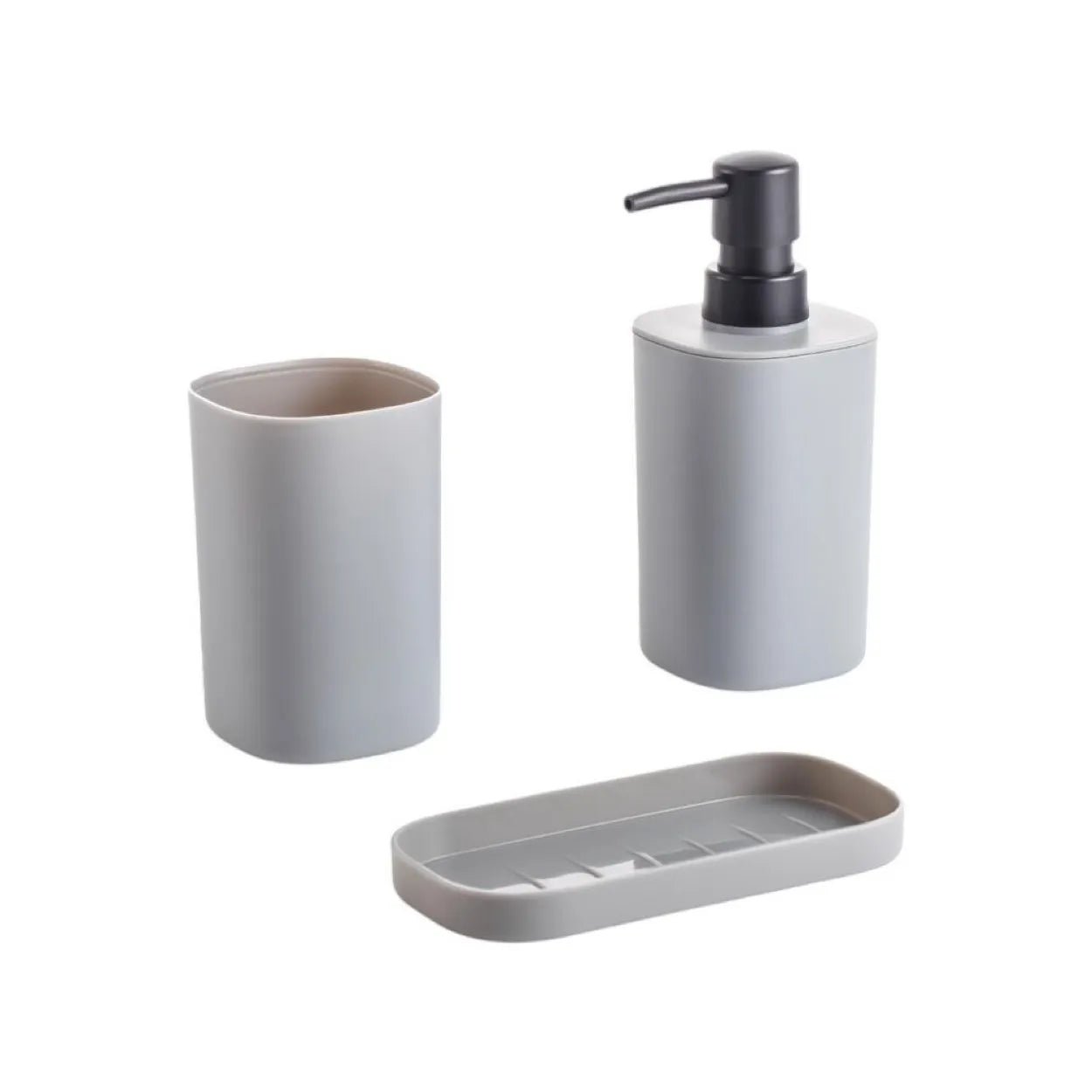 Conjunto para Banheiro Moderno 3 Peças Quadrado Cinza
