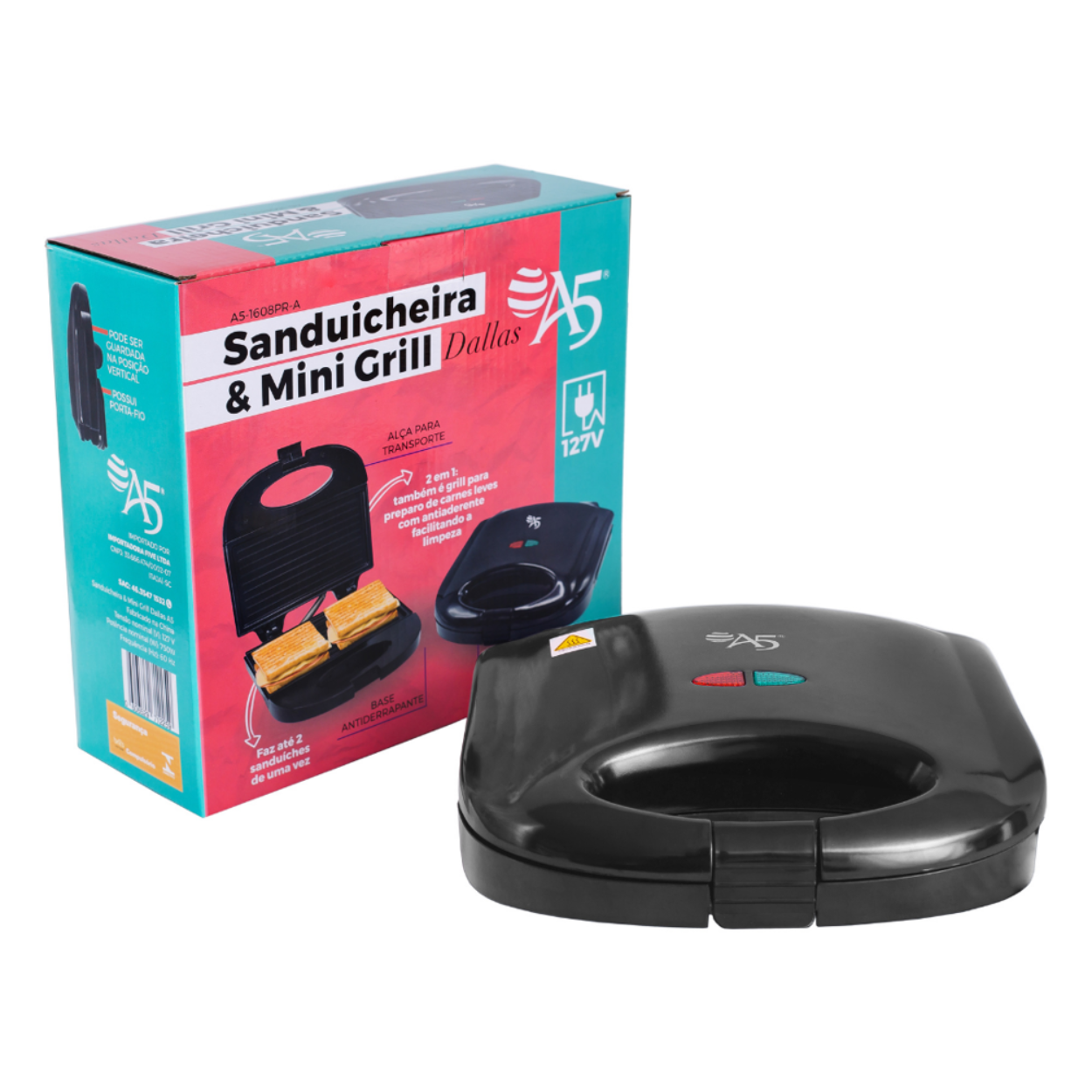 Sanduicheira Mini Grill Elétrico Antiaderente Dallas