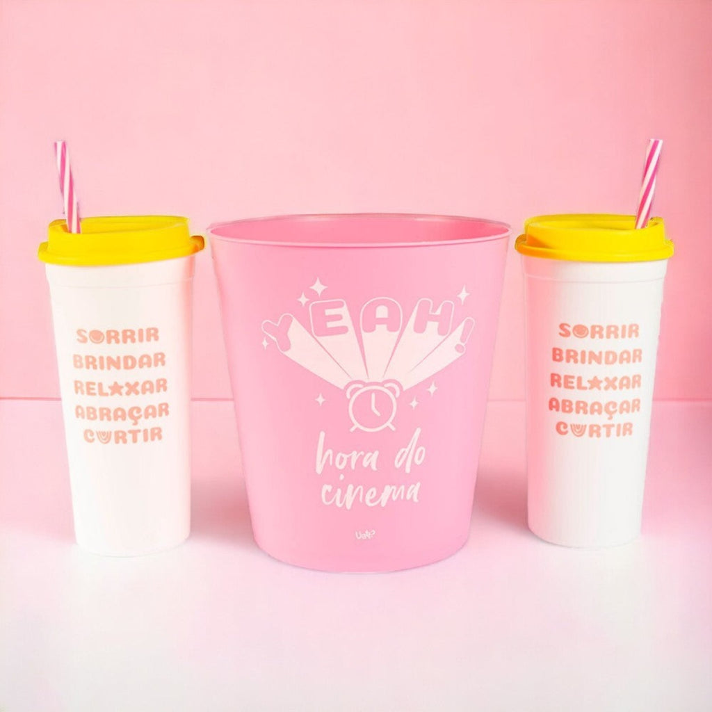 Kit Pipoca com 2 Copos e Balde - Hora do Cinema