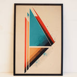 Quadro Abstrato Com Moldura Preta Impresso em Tela 62x43cm