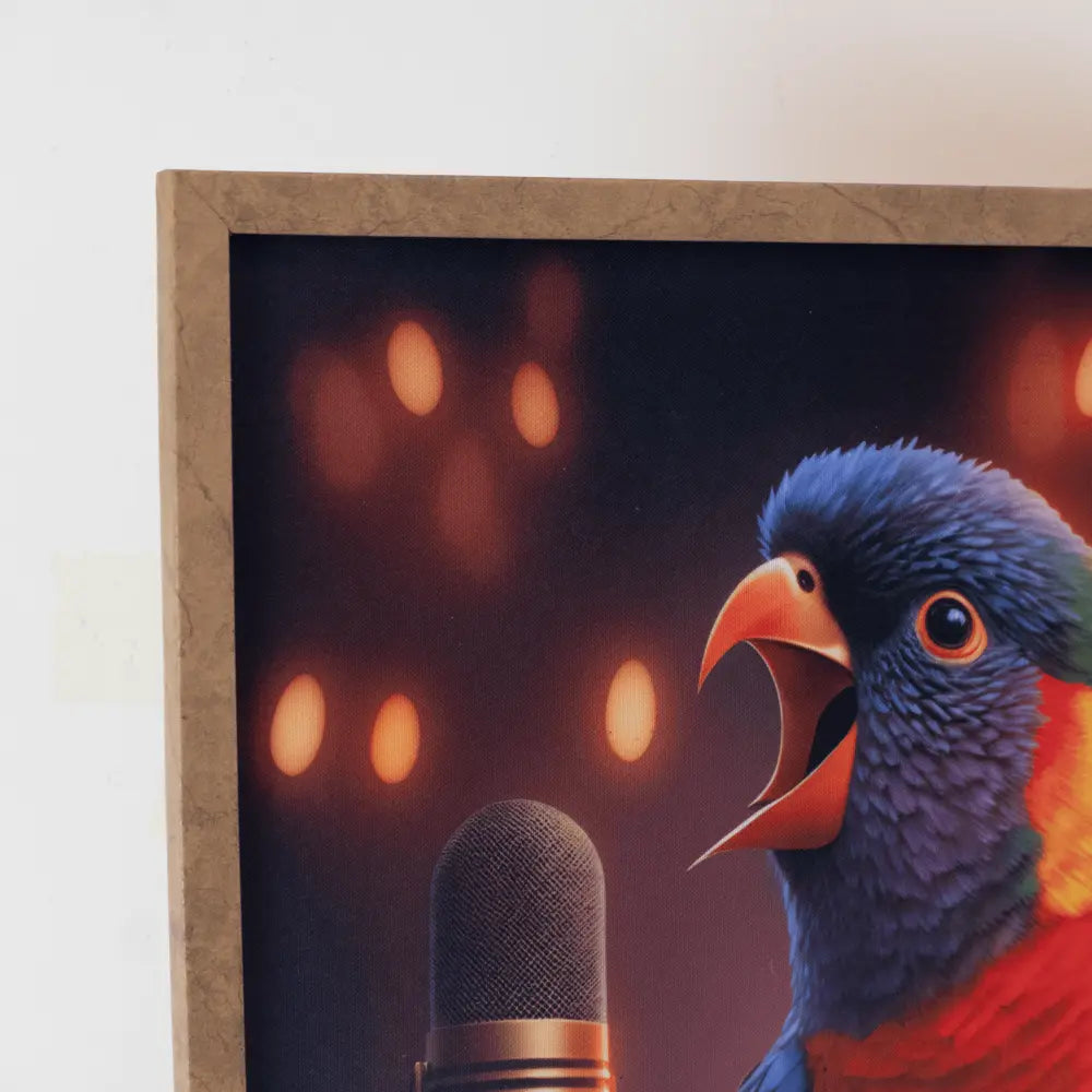 Quadro Com Moldura Dourada Impresso em Tela 62x43cm - Pássaro - Leve Compre