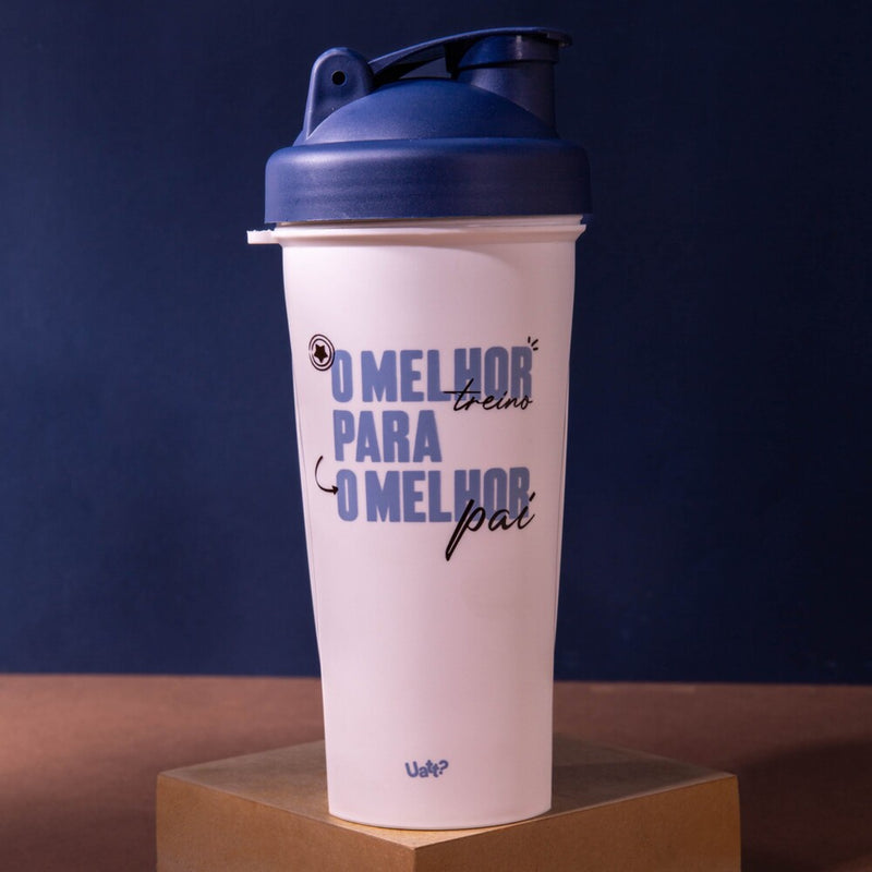 Shakeira 780ml Azul com Tampa e Medidor - O Melhor Pai - Leve Compre