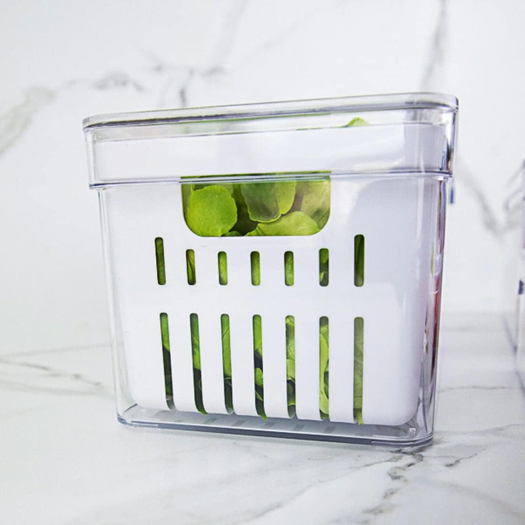 Organizador De Geladeira com Tampa e Cesto Acrílico 5L Clear Fresh