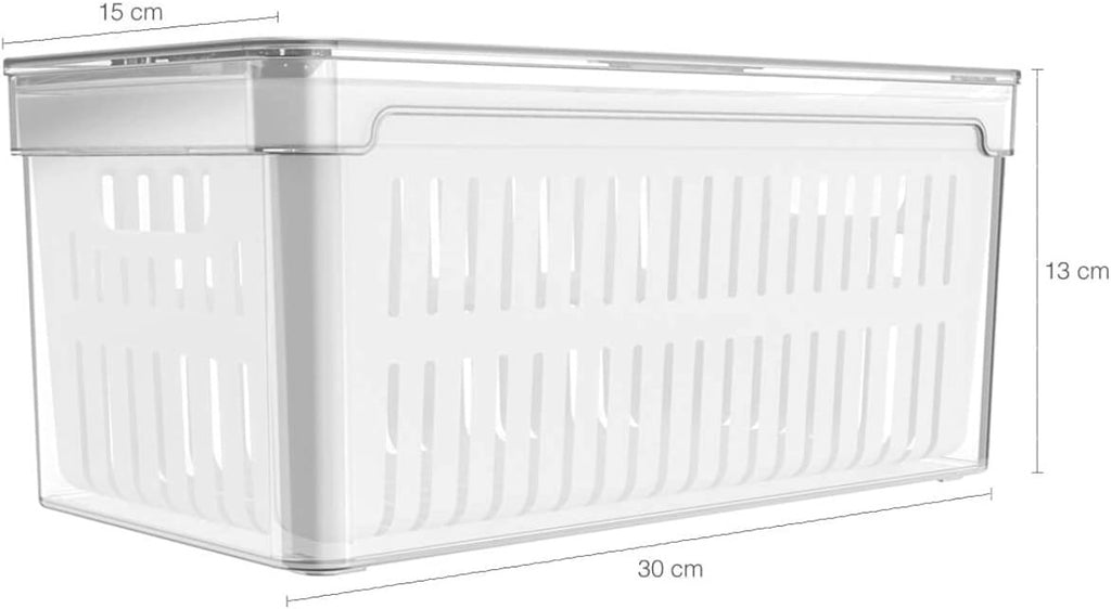 Organizador De Geladeira com Tampa e Cesto Acrílico 5L Clear Fresh