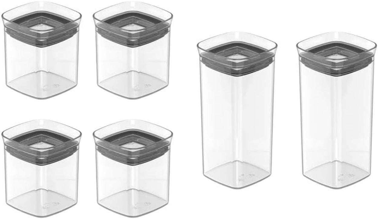 Kit 6 Potes Herméticos Modulares Porta Temperos 150ml e 340ml