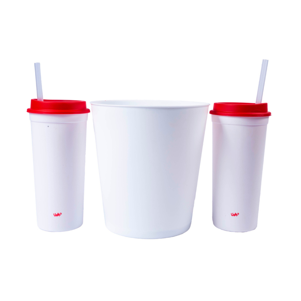 Kit Pipoca com 2 Copos e Balde - Eu Amo Você