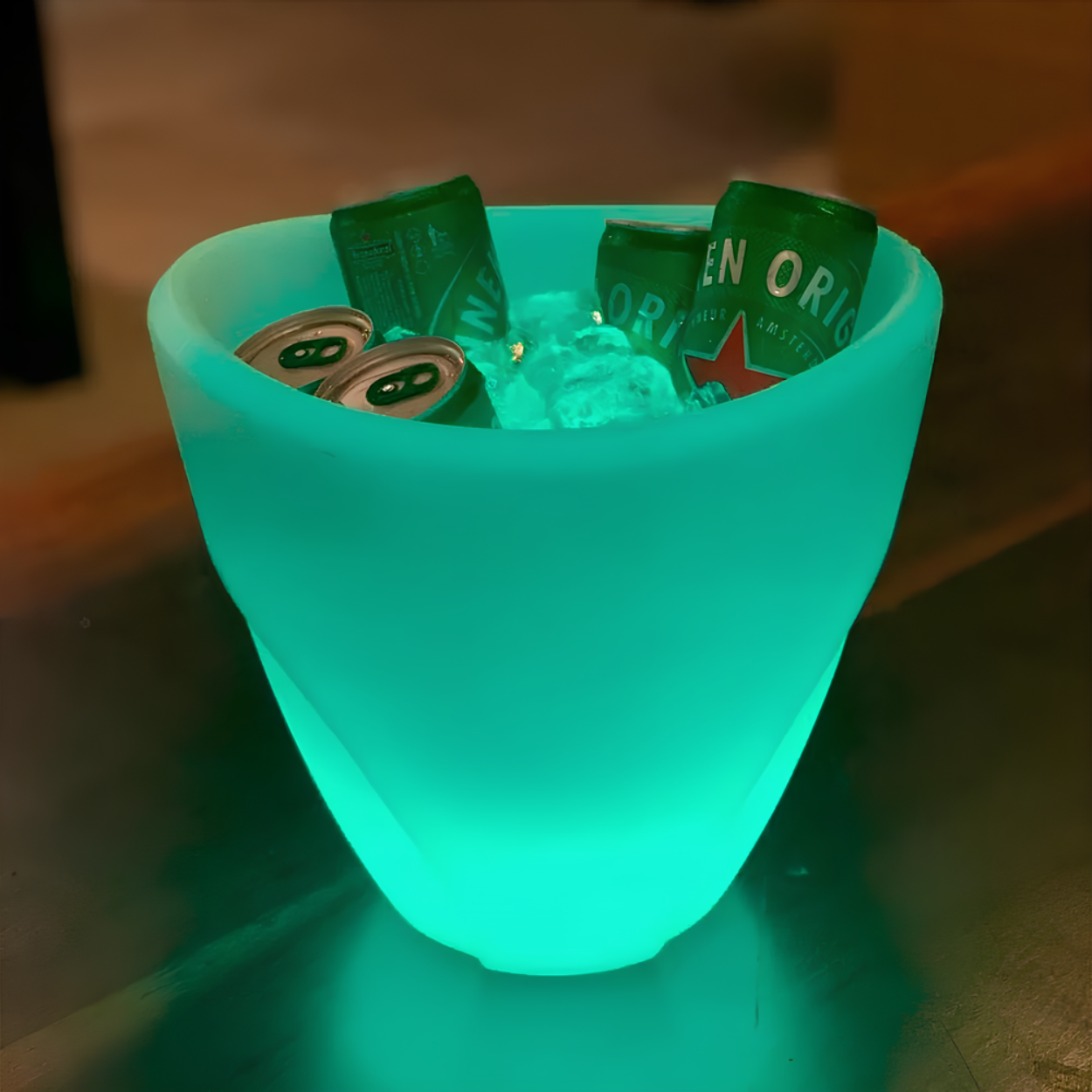 Champanheira com LED 5L Balde de Gelo Com Parede Dupla Branca