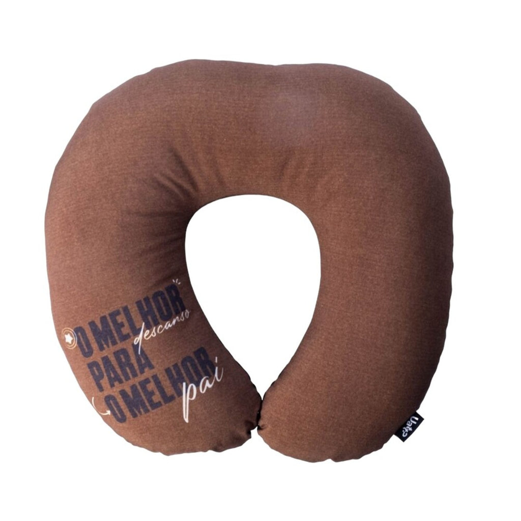 Almofada de Pescoço Marrom Com Fechamento - O Melhor Pai- leve compre