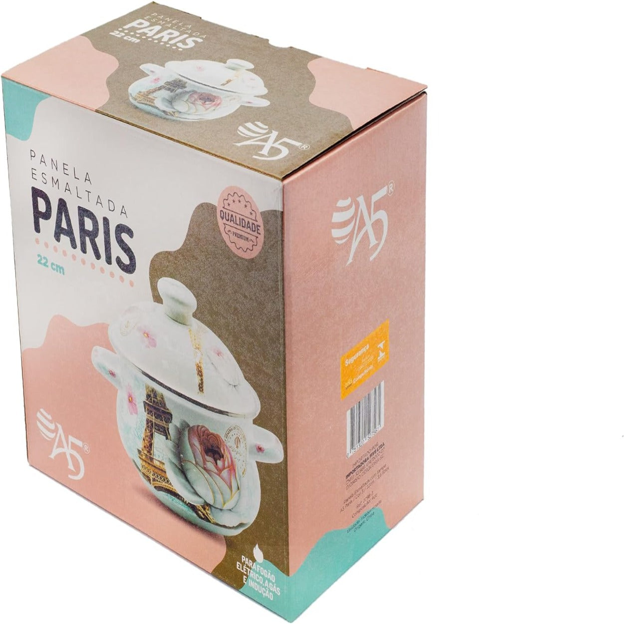 Caçarola Esmaltada Vintage 3,6L à Indução Com Tampa Paris