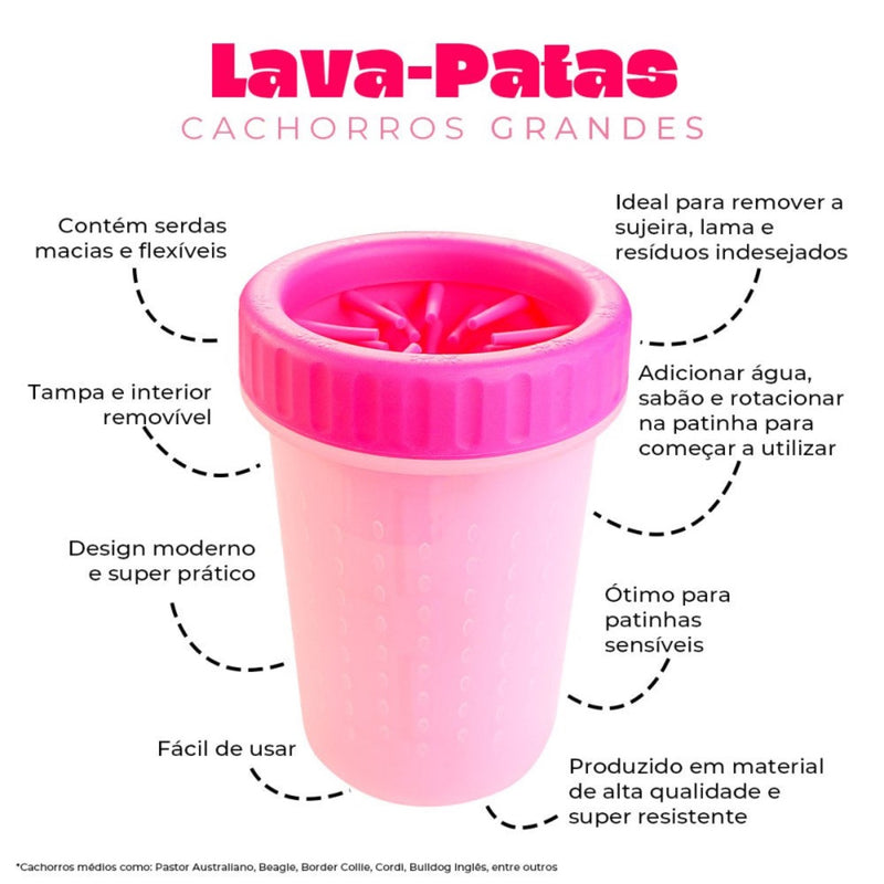 Lava-Patas para Cachorros Grandes - Rosa