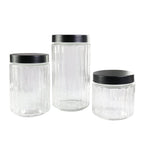 Conjunto de Potes de Mantimentos com 3 Peças de Vidro e Tampa de Inox - Leve Compre