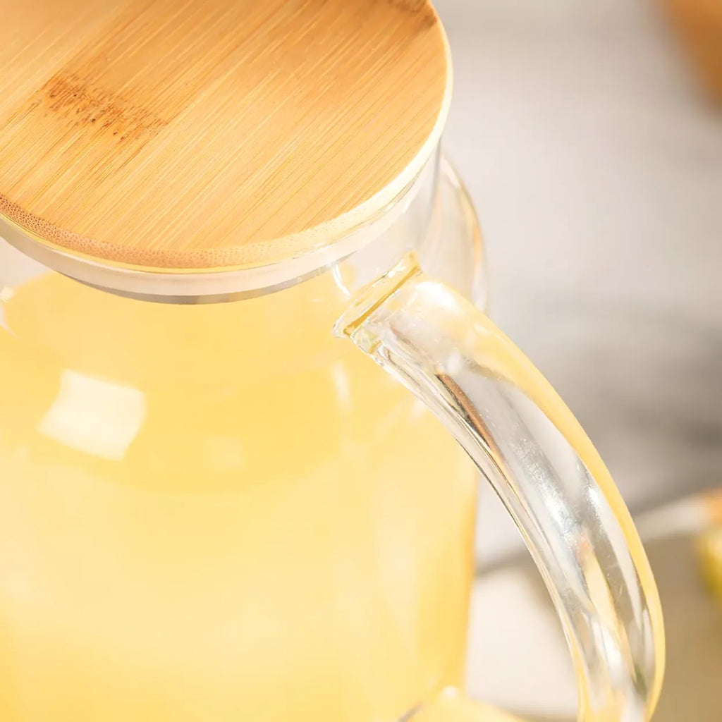 Jarra de Vidro Borossilicato com Tampa de Bambu 2L leve compre
