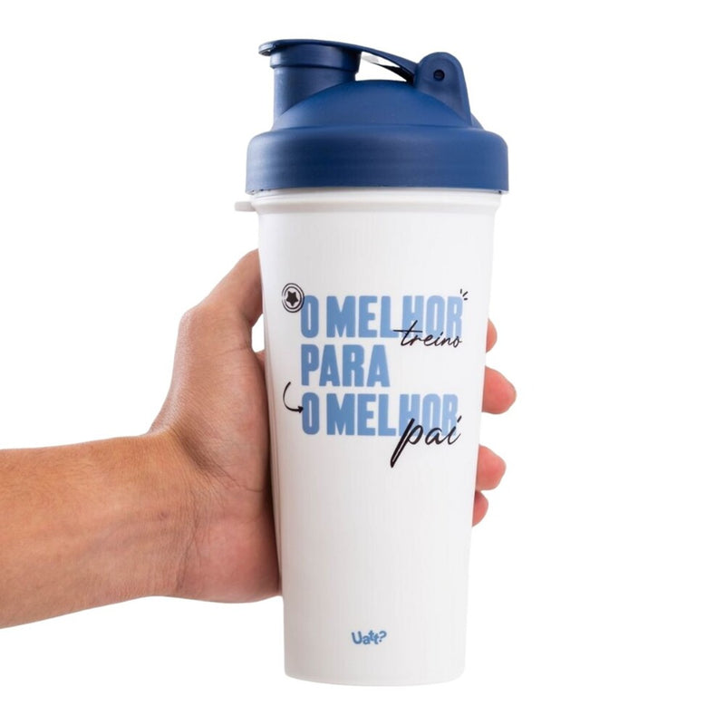 Shakeira 780ml Azul com Tampa e Medidor - O Melhor Pai - Leve Compre