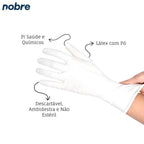 Caixa com 100 Luvas Látex com Pó G Nobre Saúde e Químicos Descartável Branca