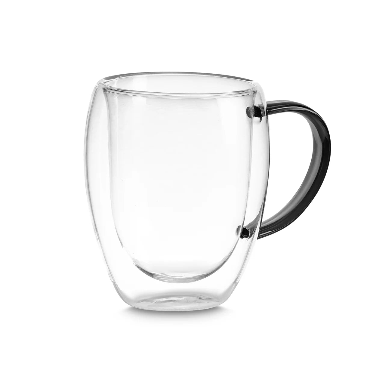Kit 2 Xícaras de Vidro Borossilicato Dupla 350ml - Preto