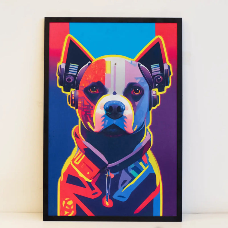 Quadro Com Moldura Impresso em Tela 62x43cm Colorido - Cyberdog - Leve Compre