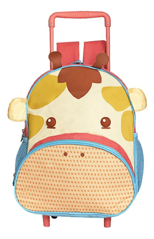 mochila escolar infantil animais com rodinhas de puxar - Girafa