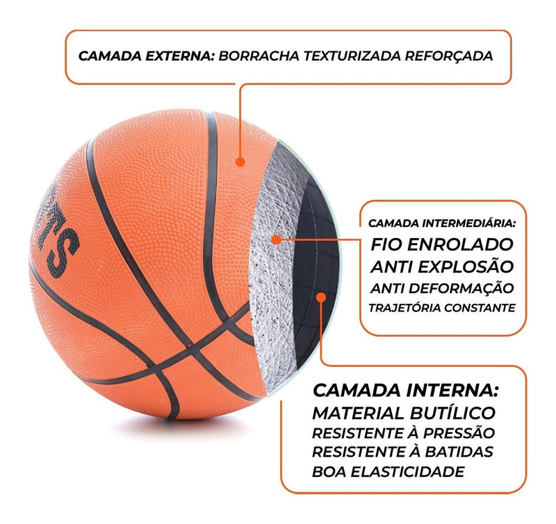 Bola De Basquete Basketball Tamanho Oficial Sports