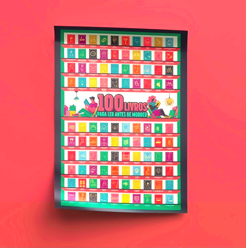 Pôster Raspadinha 100 Livros Para Ler Antes de Morrer Sem Moldura