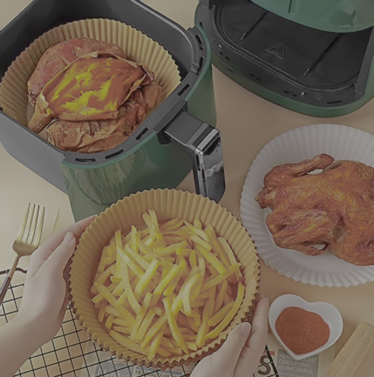 Kit Forro de Papel Antiaderente para Airfryer Easy Kitchen