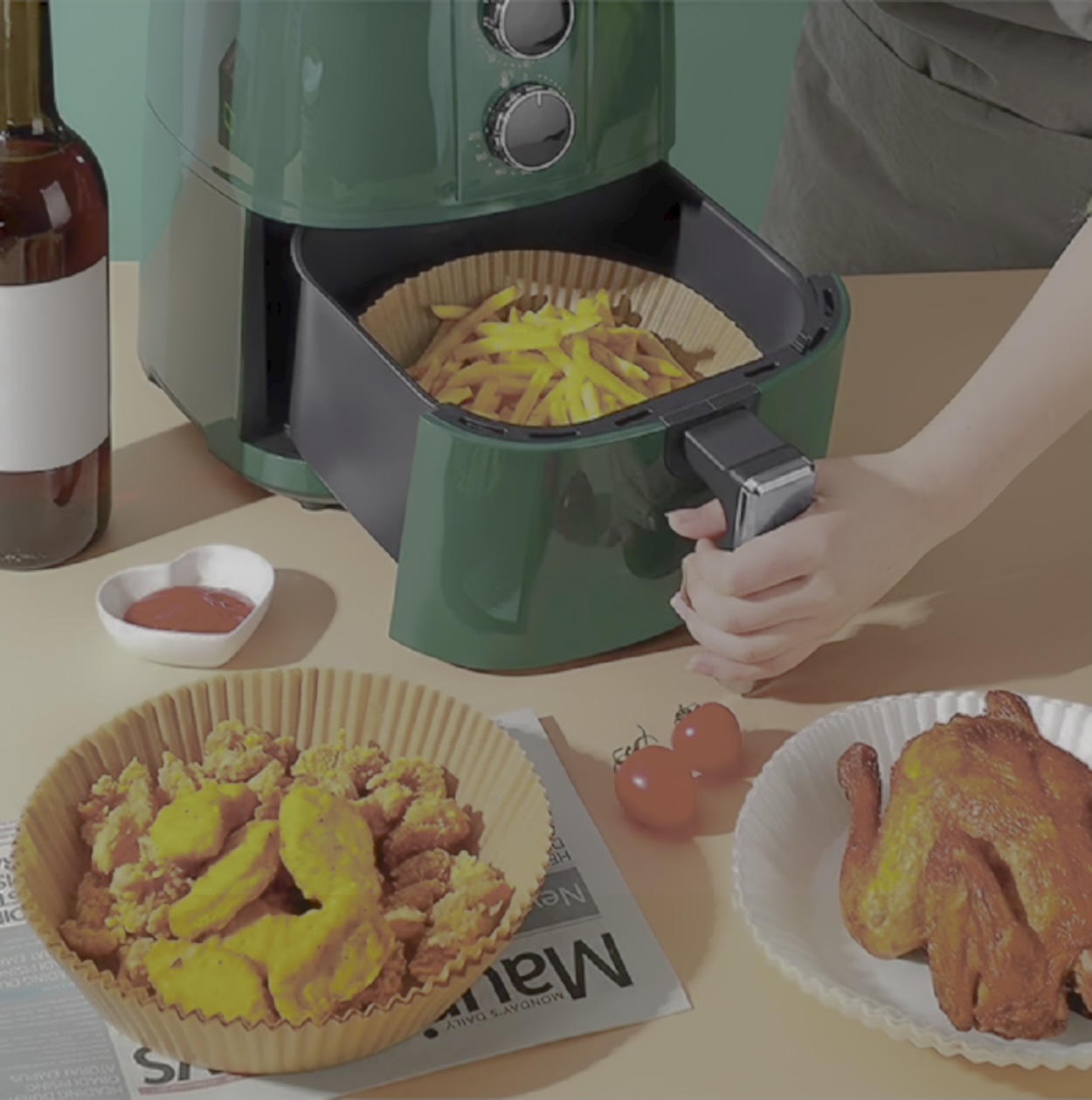 Kit Forro de Papel Antiaderente para Airfryer Easy Kitchen