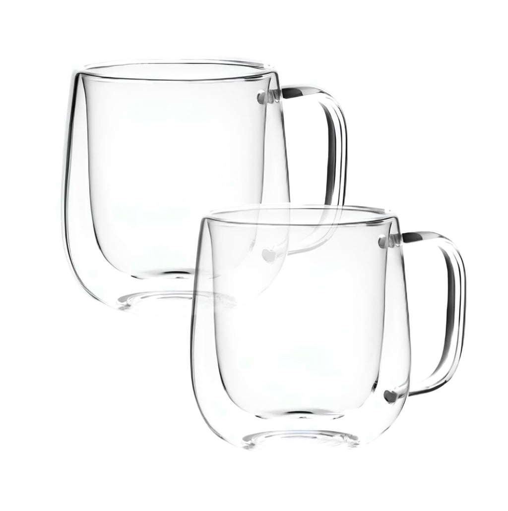 Conjunto com 2 Canecas de Vidro Borossilicato 250ml Parede Dupla