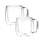 Conjunto com 2 Canecas de Vidro Borossilicato 250ml Parede Dupla