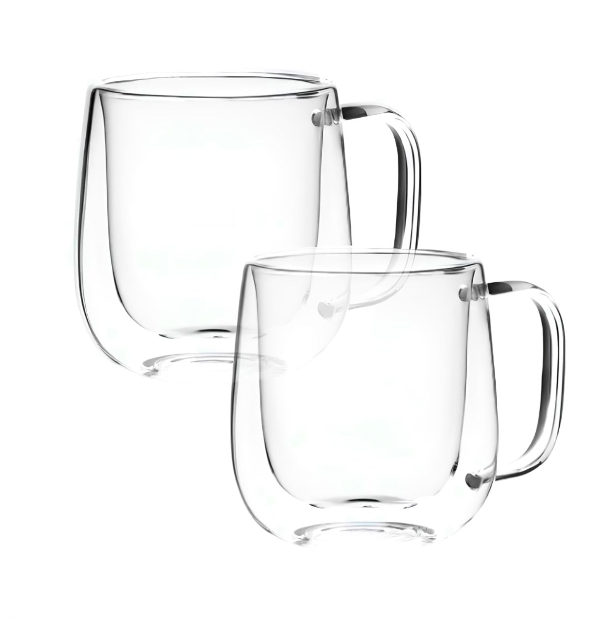 Conjunto com 2 Canecas de Vidro Borossilicato 250ml Parede Dupla