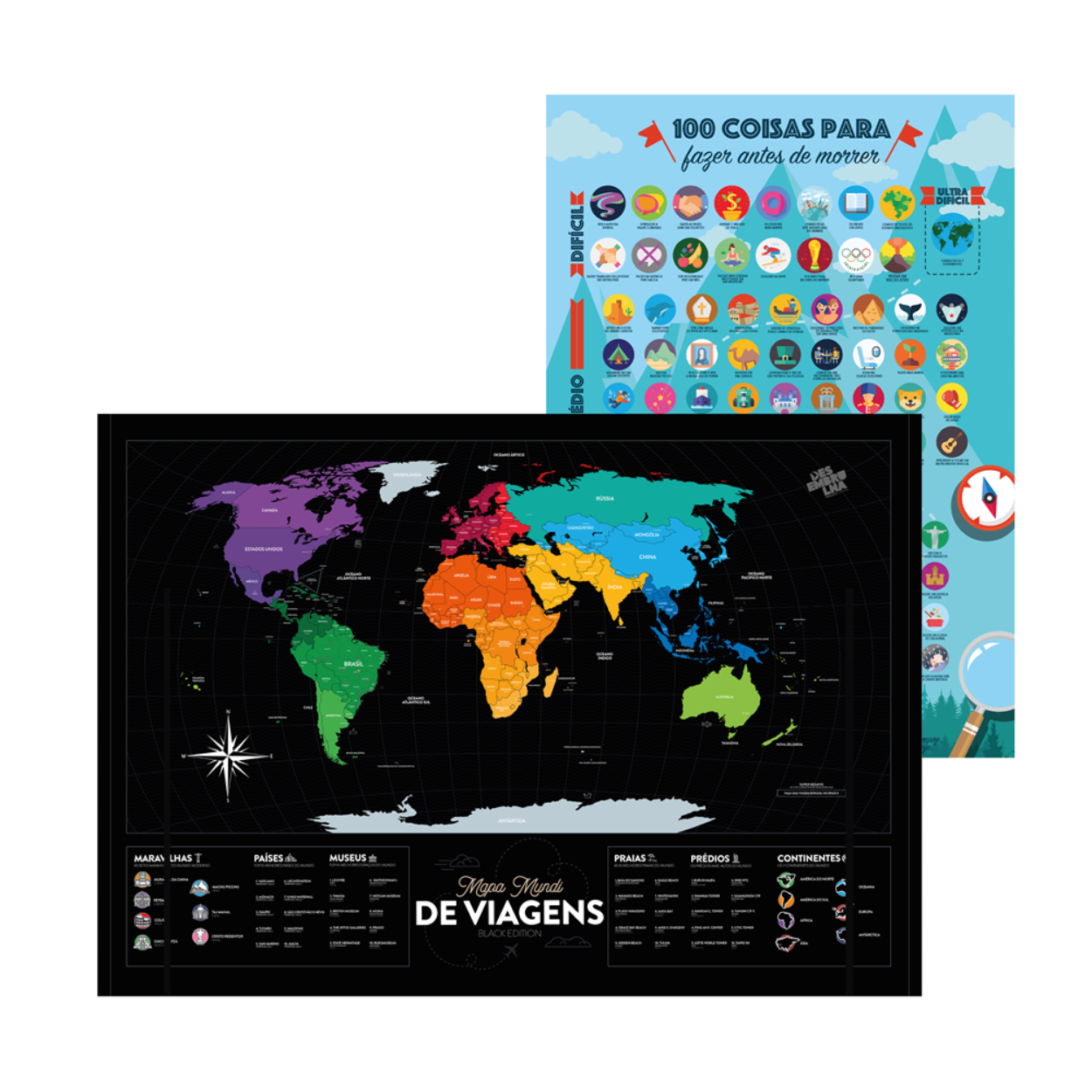 Kit Raspadinhas Viagens: Mapa-Mundi + Coisas para Fazer