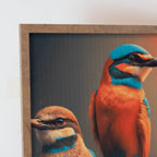 Quadro Pássaros Com Moldura Dourada Impresso em Tela 62x43cm Leve Compre