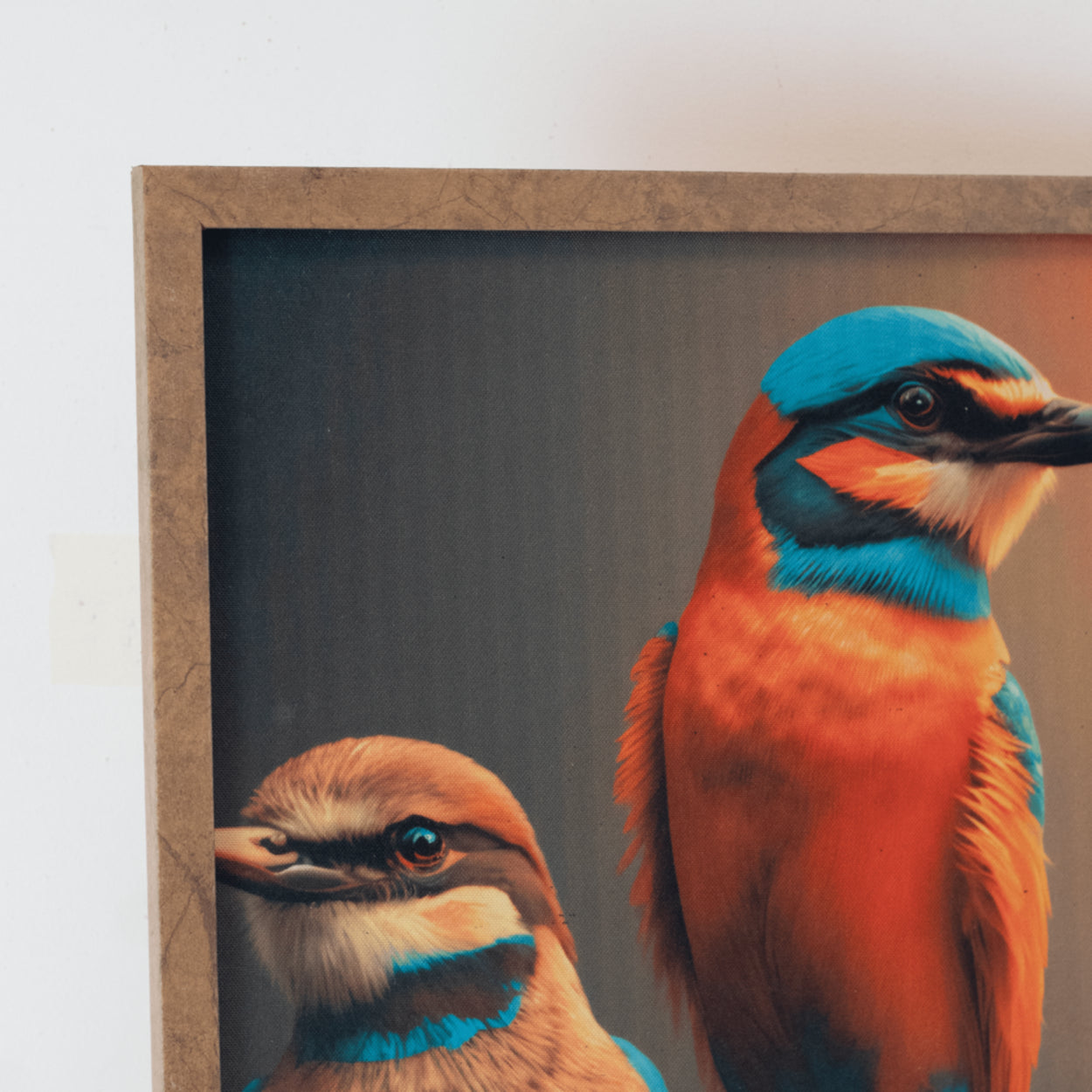 Quadro Pássaros Com Moldura Dourada Impresso em Tela 62x43cm Leve Compre
