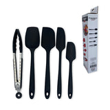 Conjunto De Espátulas E Pegador Em Silicone Unyhome 5 Peças - PRETO