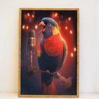 Quadro Com Moldura Dourada Impresso em Tela 62x43cm - Pássaro - Leve Compre