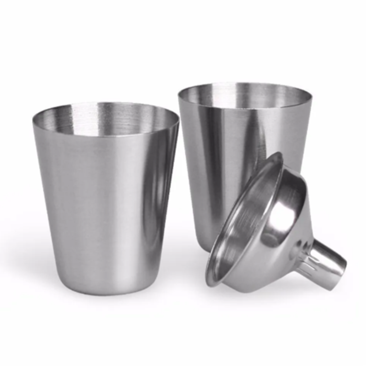 Cantil de Bolso com Copos e Funil em Aço Inox