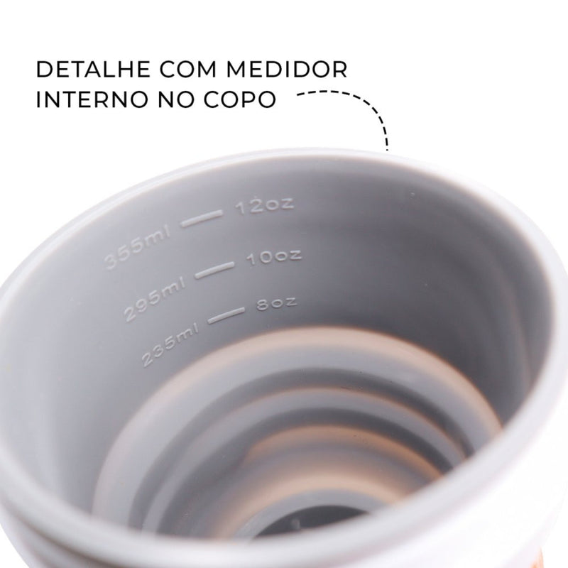 Copo Silicone Retrátil Dobrável C/ Tampa Reutilizável 350ml - Leve Compre