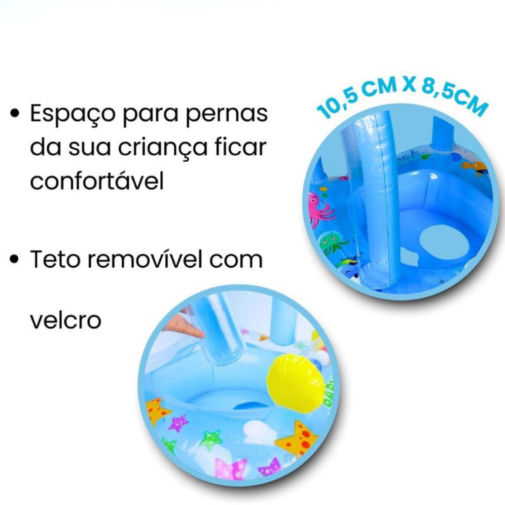 Boia Infantil Inflável com Cobertura – Baby Float para Bebê 0 a 3 anos