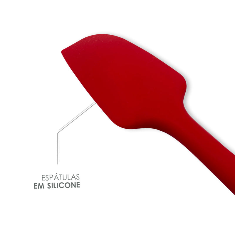 Conjunto De Espátulas E Pegador Em Silicone Unyhome 5 Peças - VERMELHO - Leve Compre