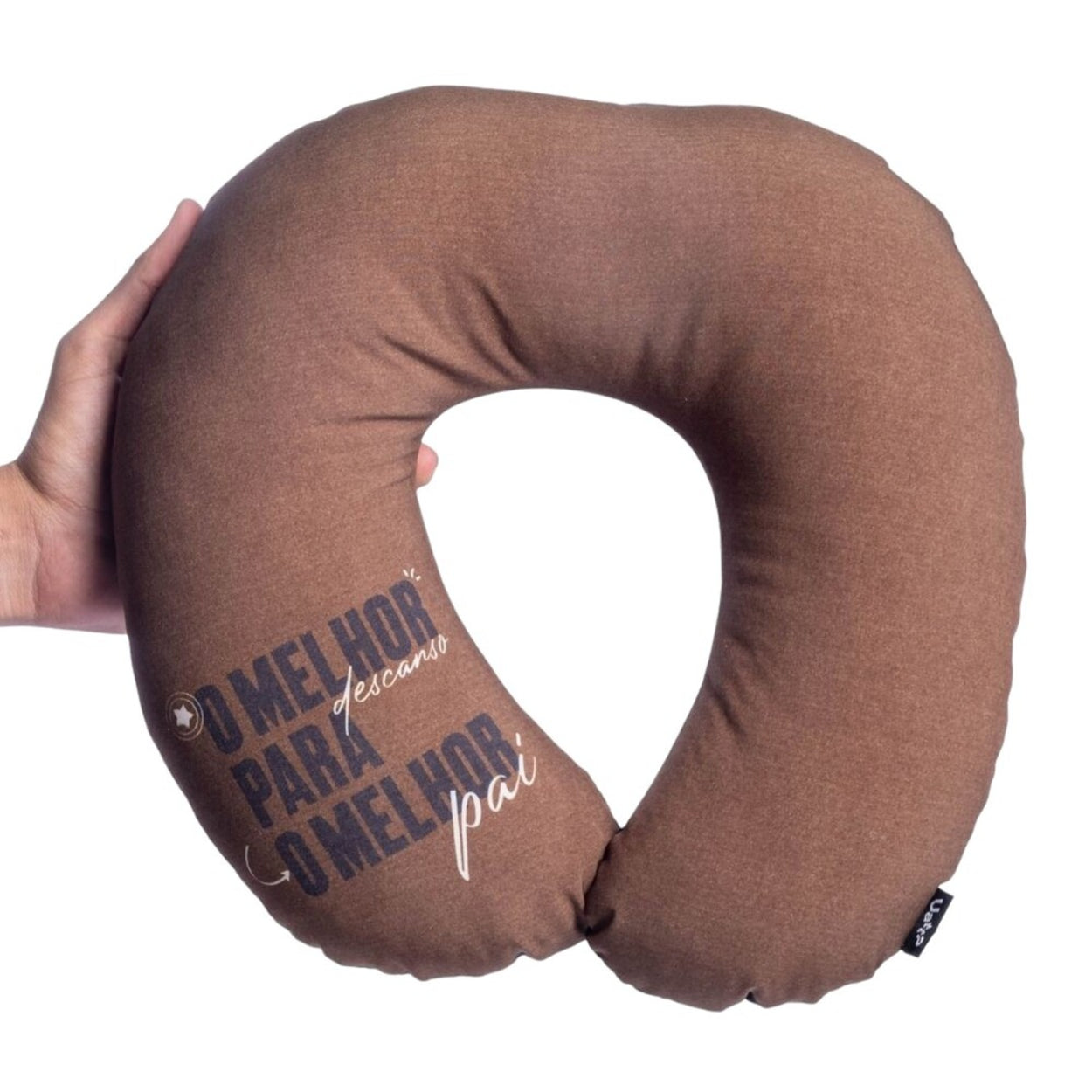 Almofada de Pescoço Marrom Com Fechamento - O Melhor Pai- leve compre
