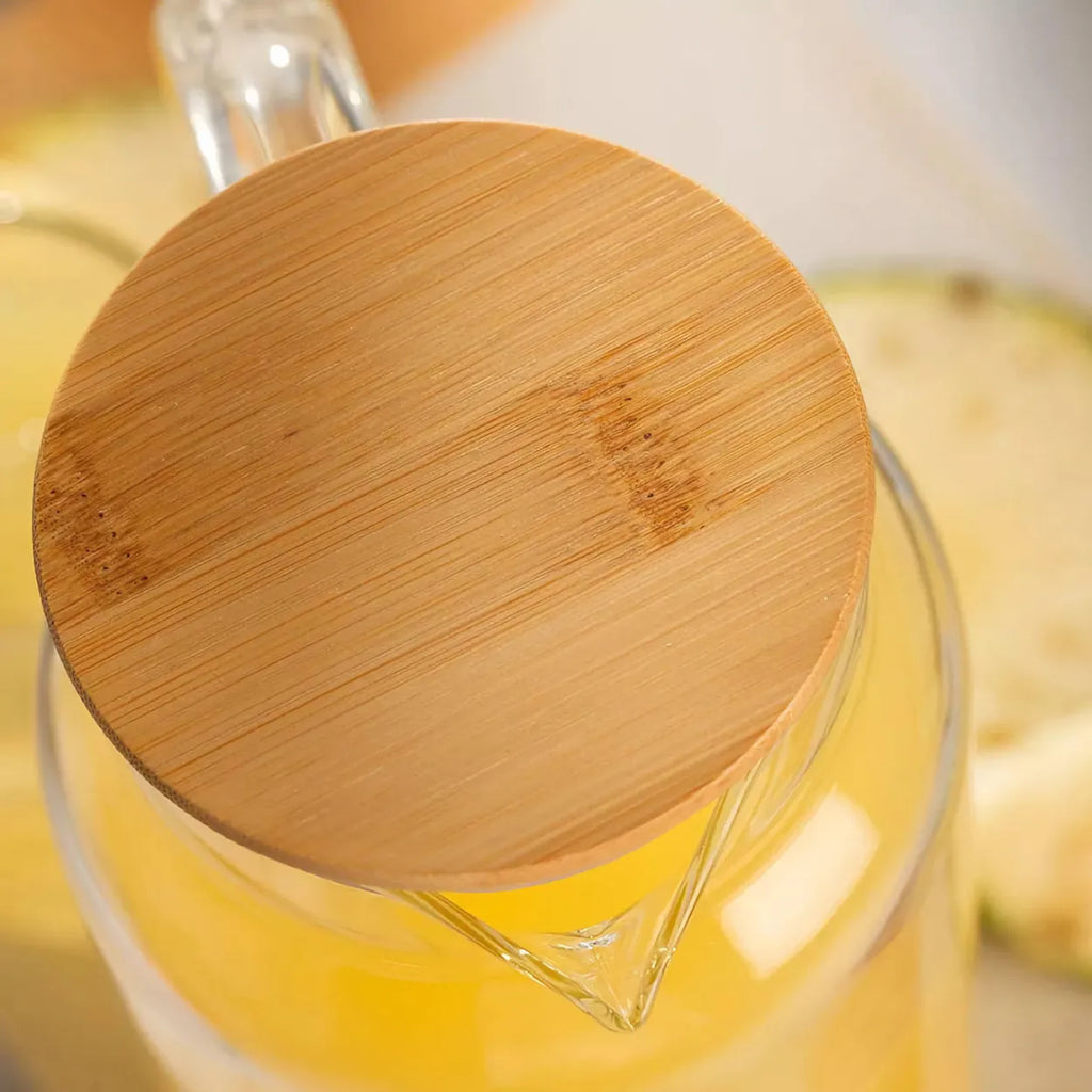 Jarra de Vidro Borossilicato com Tampa de Bambu 2L leve compre