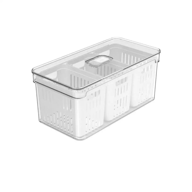 Organizador De Geladeira com 3 Cestos e Tampa Acrílico 5L Clear Fresh leve compre