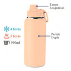 Garrafa com Alça e Bico 960ml Parede Dupla Pêssego