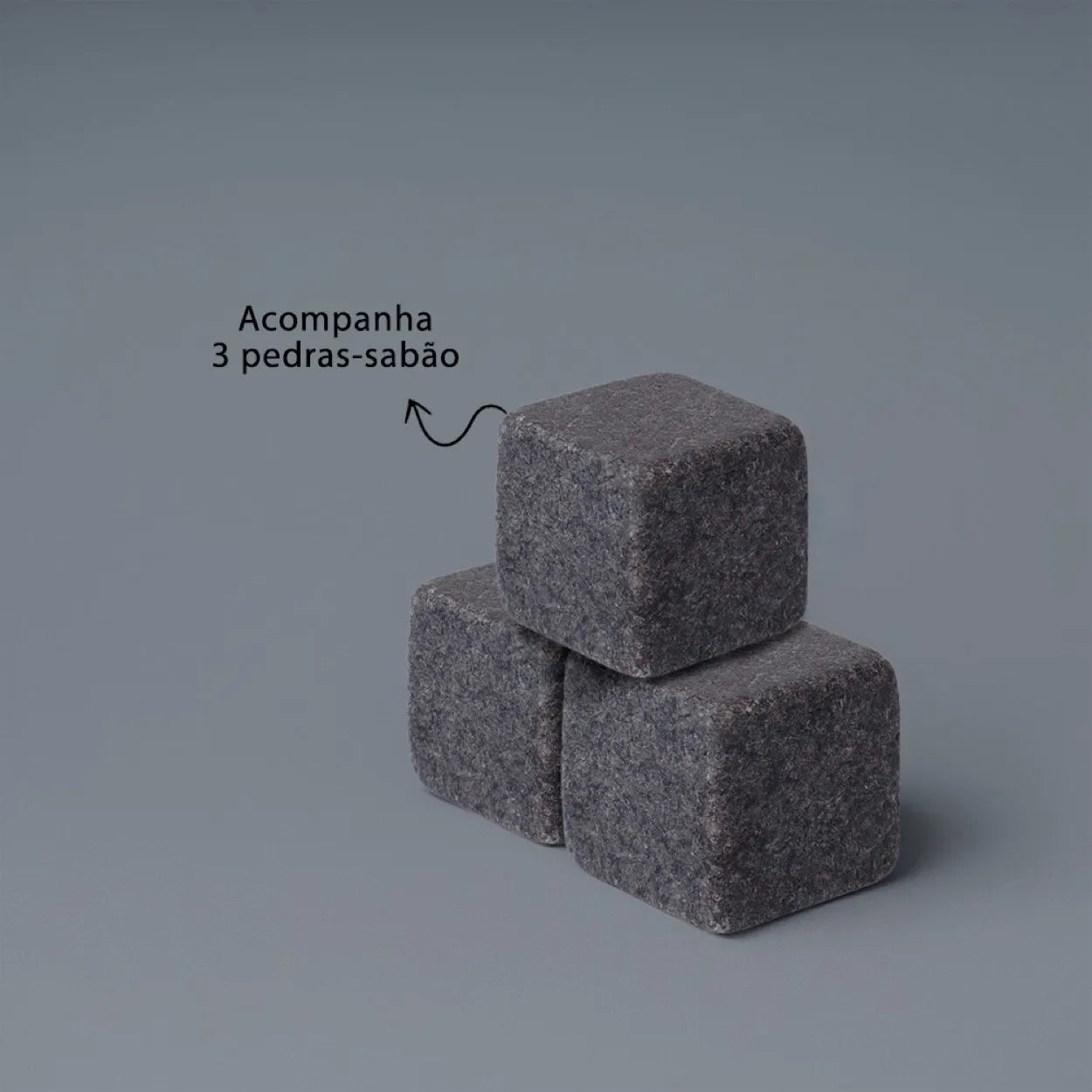 Kit Copo para Whisky + Pegador de Gelo + 3 Cubos de Pedra-sabão e Caixa de Madeira