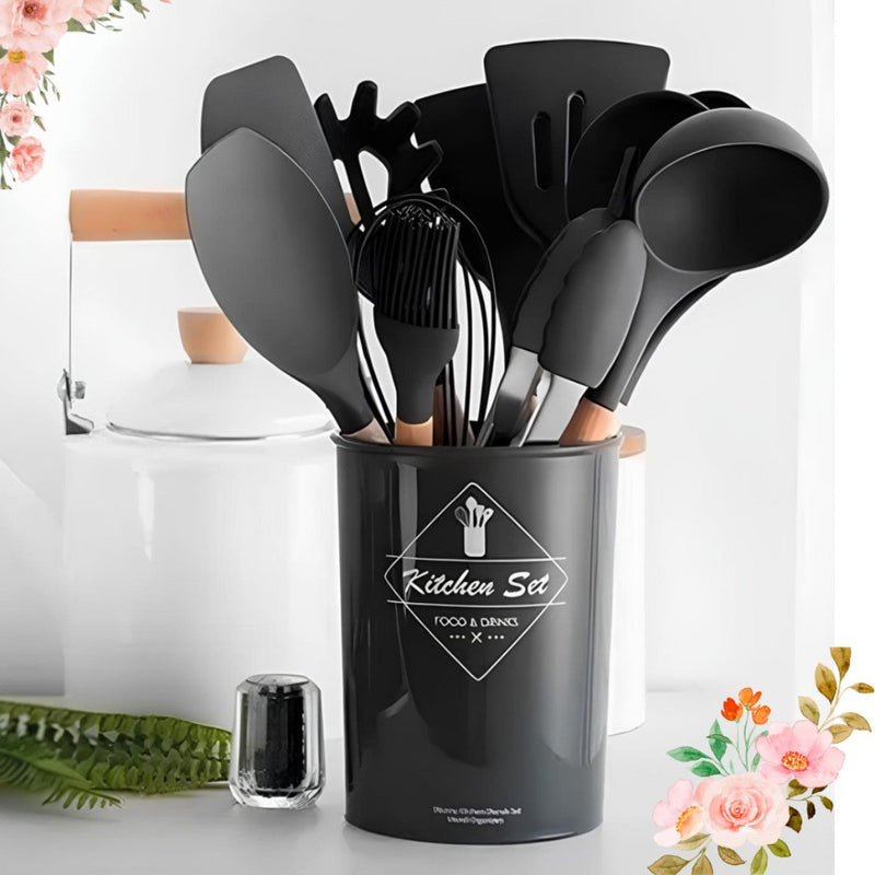 Talheres: Utensílio de Cozinha - Kit 12 Peças com Suporte