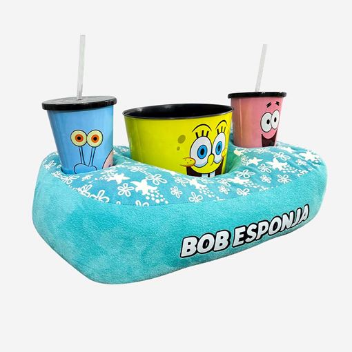 Kit Pipoca Bob Esponja - Almofada Balde e Copos 