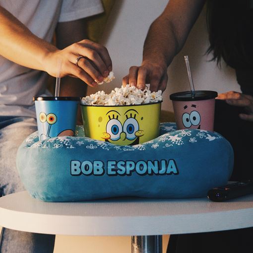 Kit Pipoca Bob Esponja - Almofada Balde e Copos